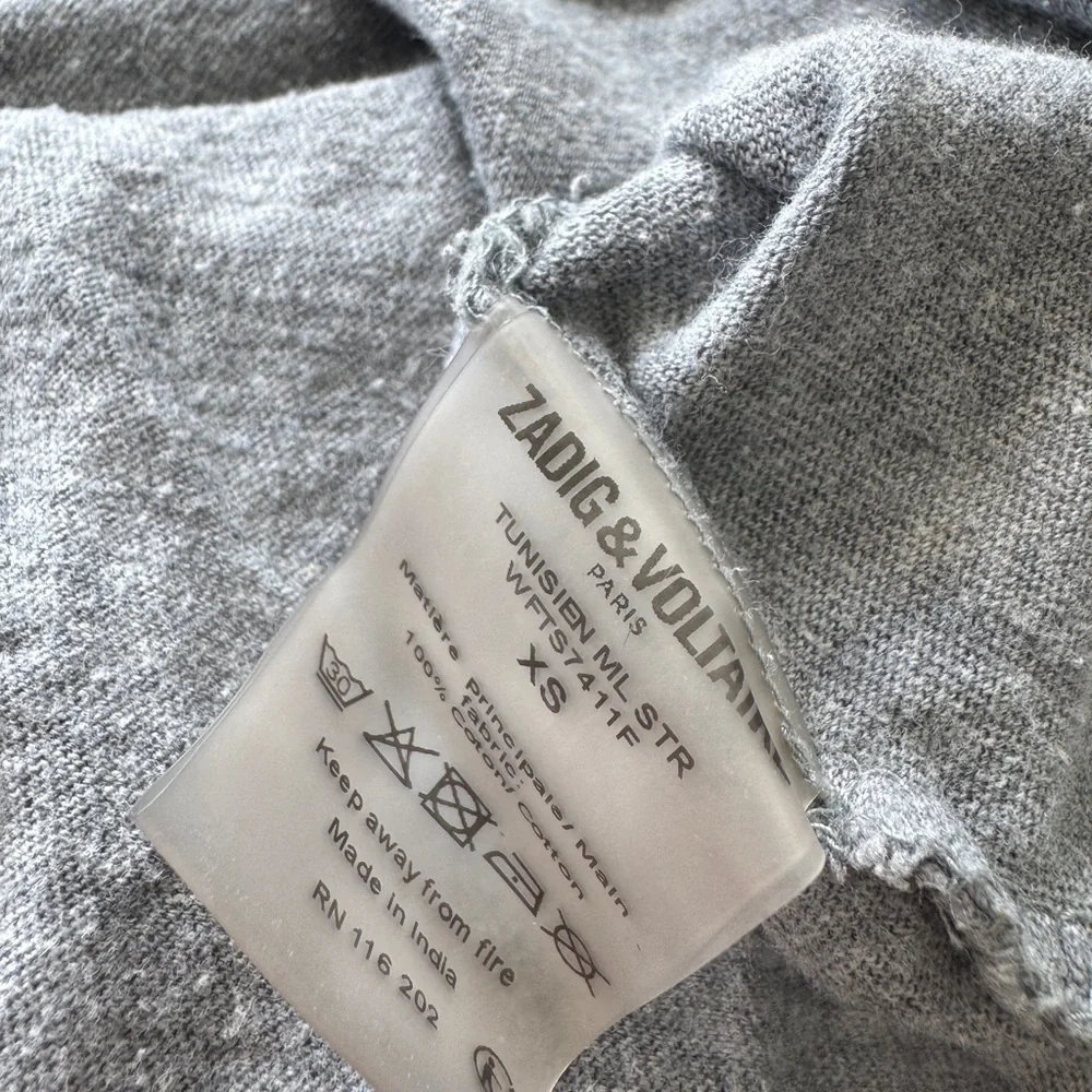 Zadig & Voltaire Gray 'LOVE' V-Neck Sweatshirt - Picture 3 of 3